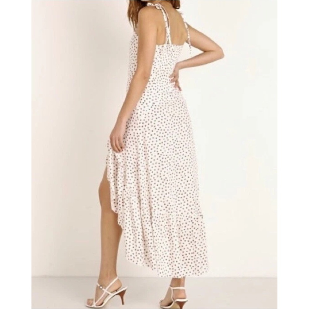 Stillwater Hola High Low Ruffle Midi Dress Linen Blend Dot WesternSize S - Picture 2 of 12